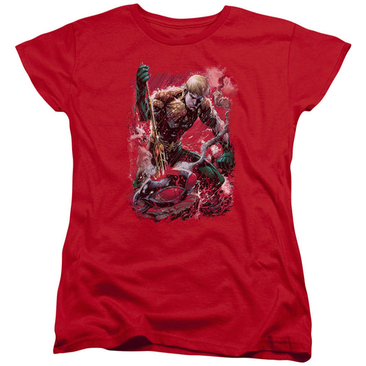 Justice League Finished Womens T Shirt Red