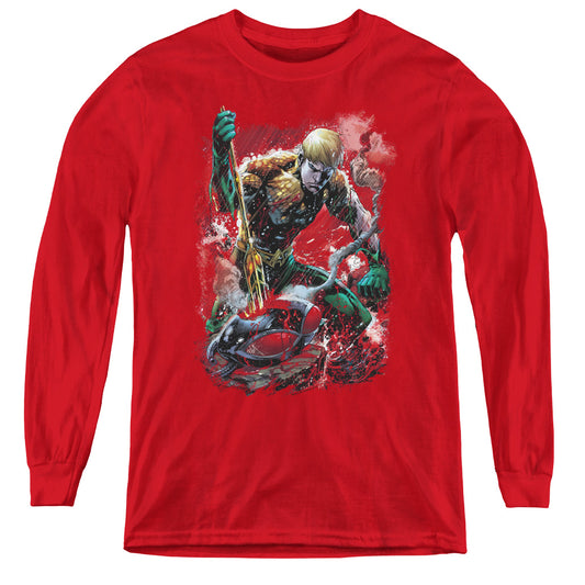 Justice League Finished Long Sleeve Kids Youth T Shirt Red