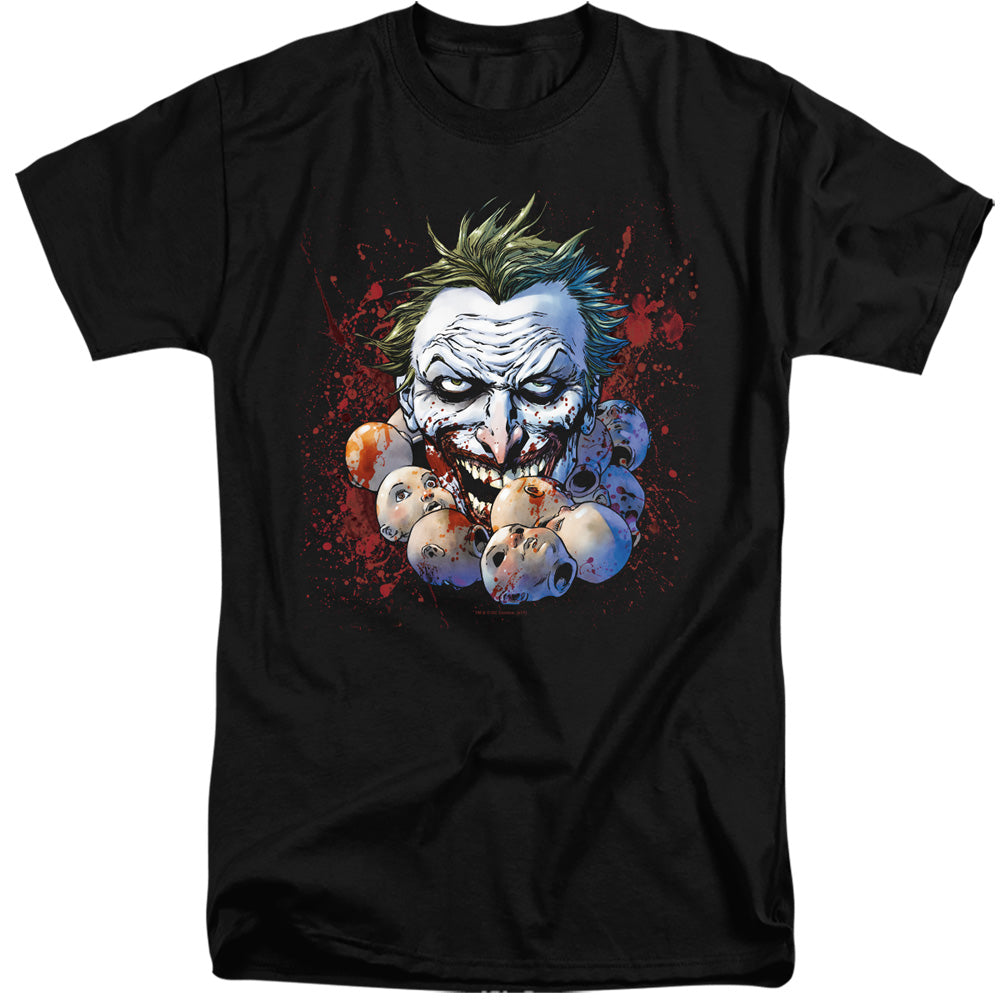 Justice League Doll Heads Mens Tall T Shirt Black