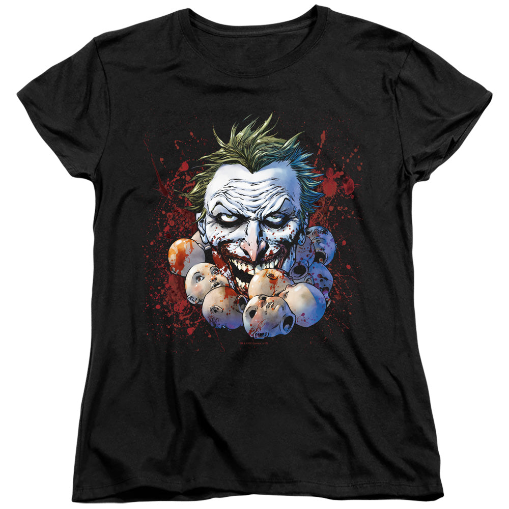 Justice League Doll Heads Womens T Shirt Black