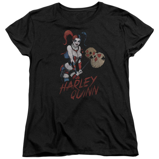 Justice League Harley Hammer Womens T Shirt Black