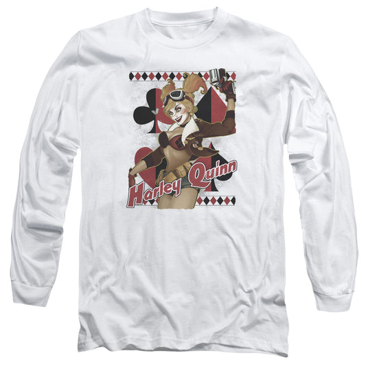 Justice League Harley Bombshetll Mens Long Sleeve Shirt White