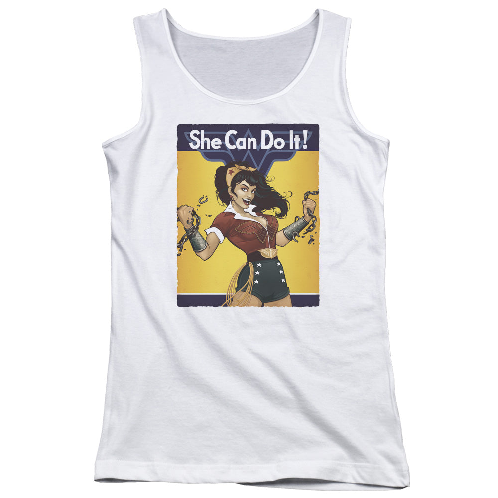 Justice League Wonder Bombshell Womens Tank Top Shirt White