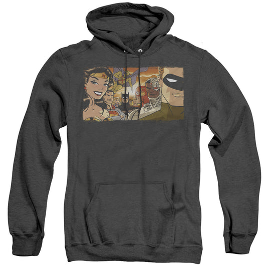 Justice League Of America Cinematic League Mens Heather Hoodie Black Officially Licensed