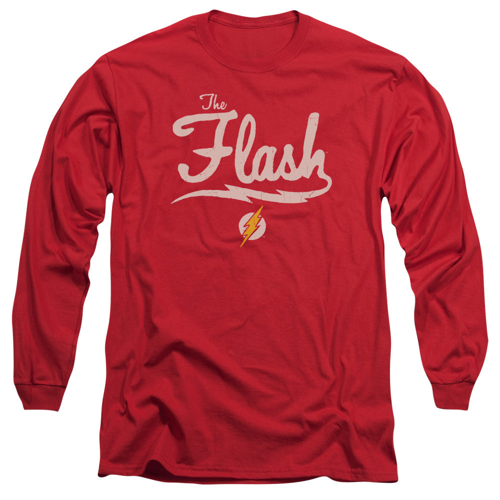 Justice League Old School Flash Mens Long Sleeve Shirt Red