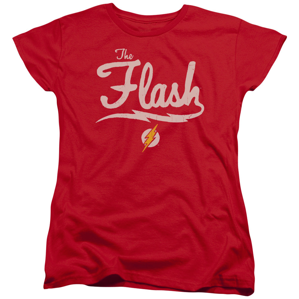 Justice League Old School Flash Womens T Shirt Red