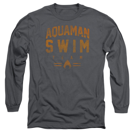 Justice League Swin Team Mens Long Sleeve Shirt Charcoal