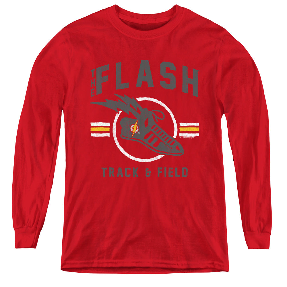 Justice League Track and Field Long Sleeve Kids Youth T Shirt Red