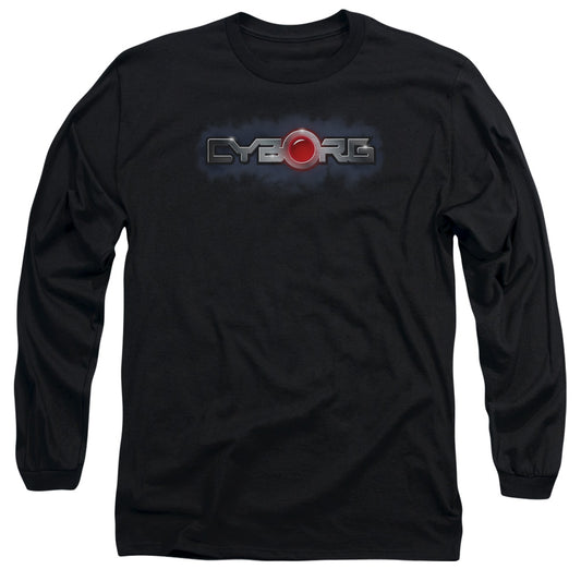 Justice League Cyborg Title Mens Long Sleeve Shirt Black