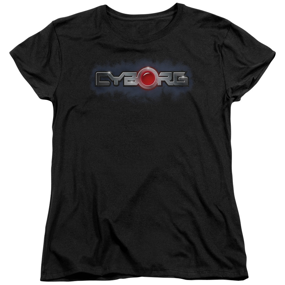 Justice League Cyborg Title Womens T Shirt Black