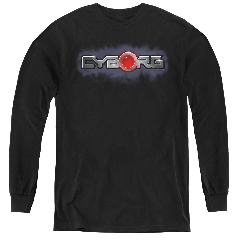 Justice League Cyborg Title Long Sleeve Kids Youth T Shirt Black