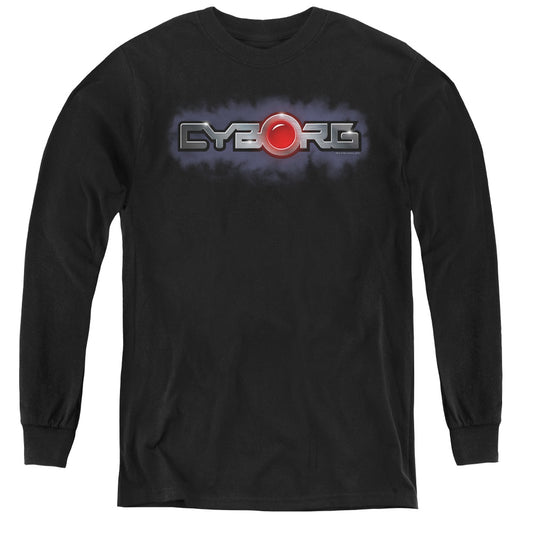 Justice League Cyborg Title Long Sleeve Kids Youth T Shirt Black