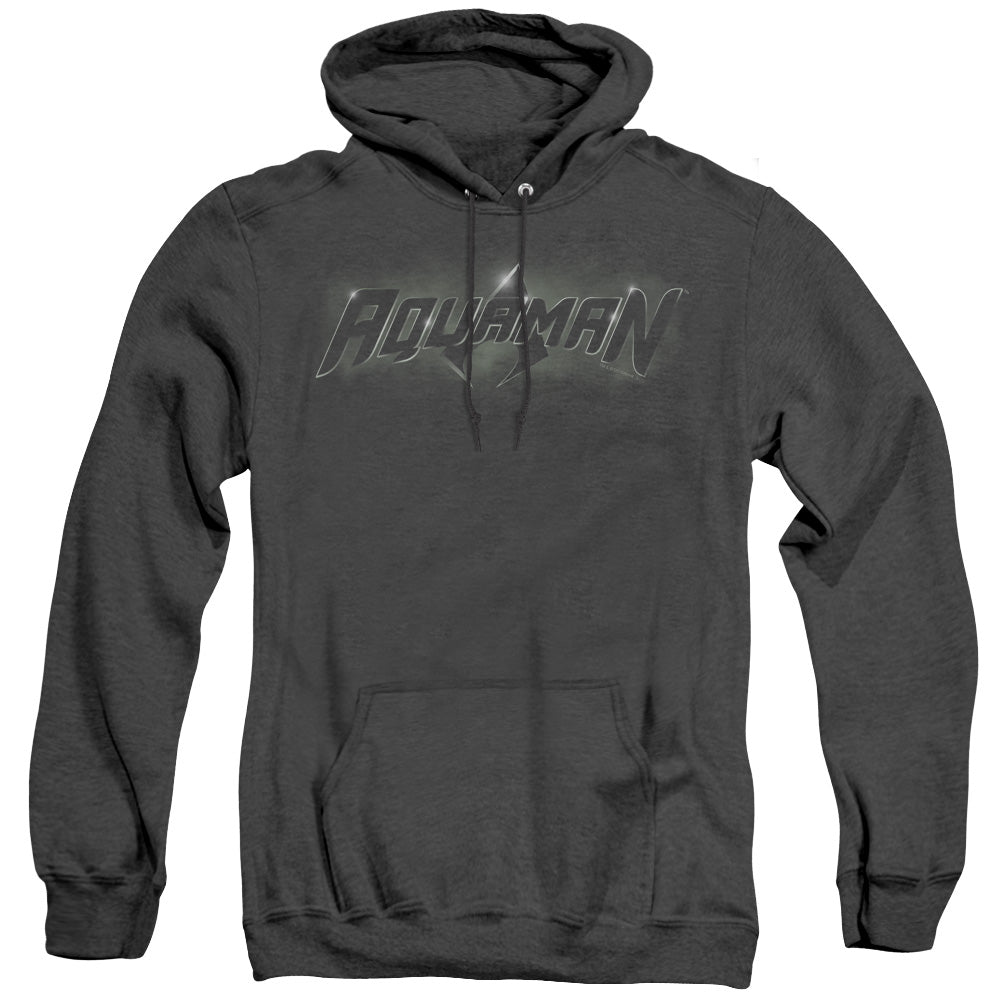 Jla Aquaman Title Mens Heather Hoodie Black