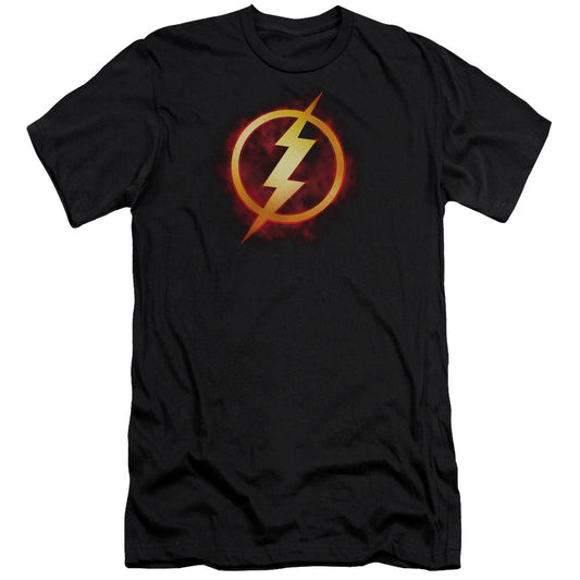 Justice League Flash Title Slim Fit Mens T Shirt Black