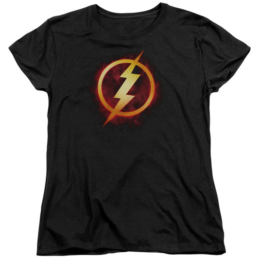 Justice League Flash Title Womens T Shirt Black