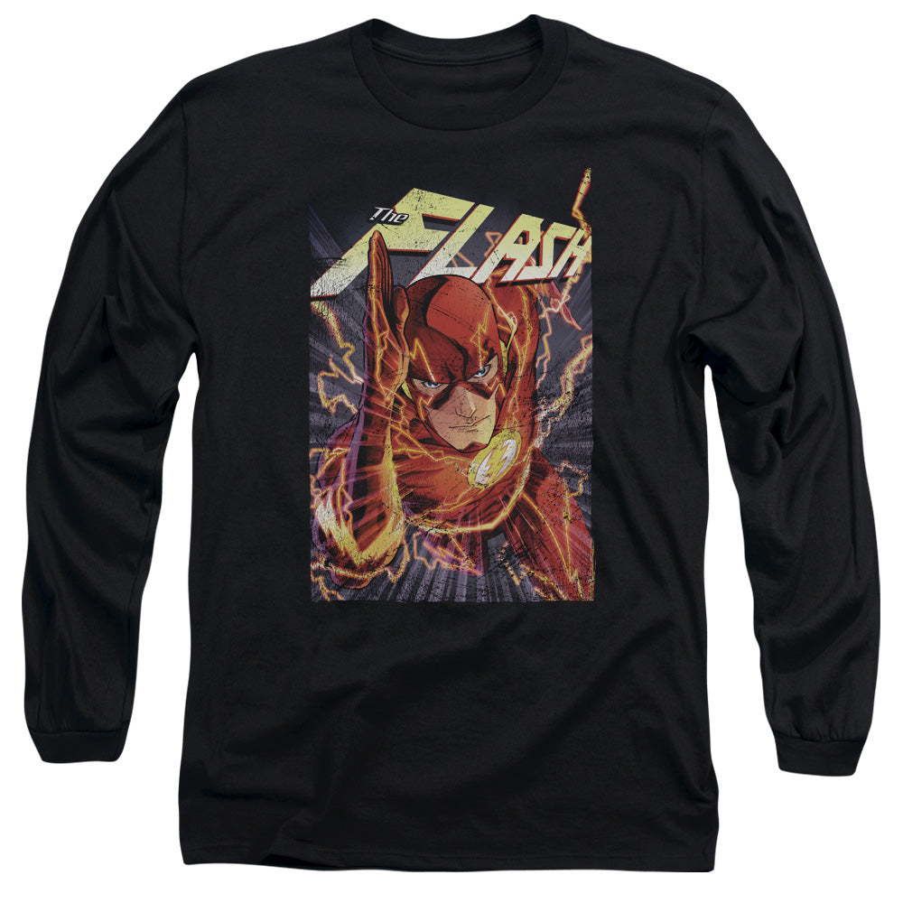 Justice League Flash One Mens Long Sleeve Shirt Black