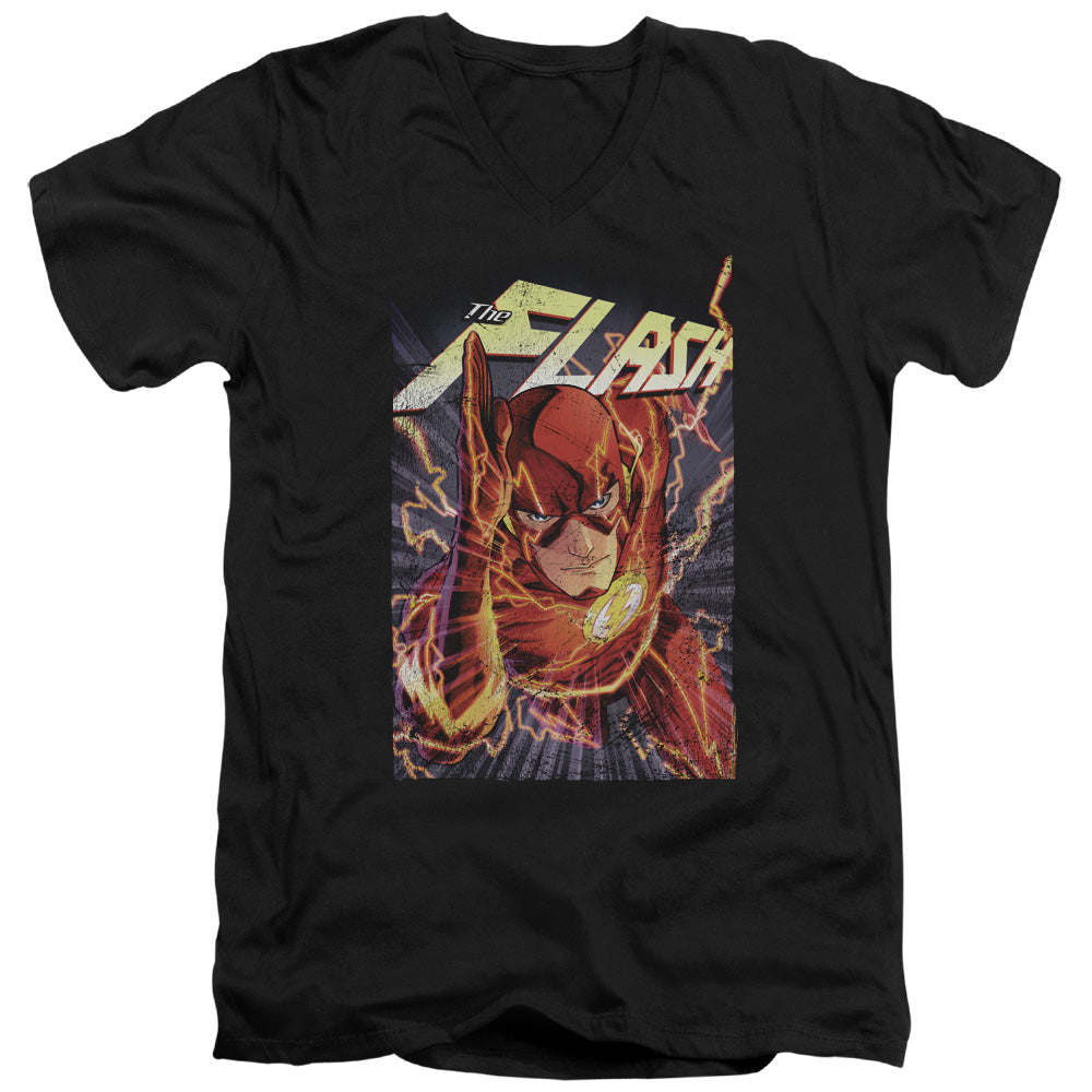 Justice League Flash One Mens Slim Fit V-Neck T Shirt Black