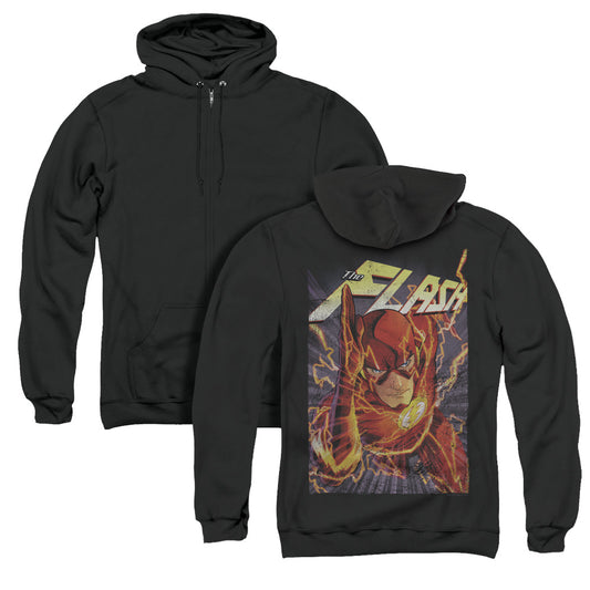 Justice League Flash One Back Print Zipper Mens Hoodie Black