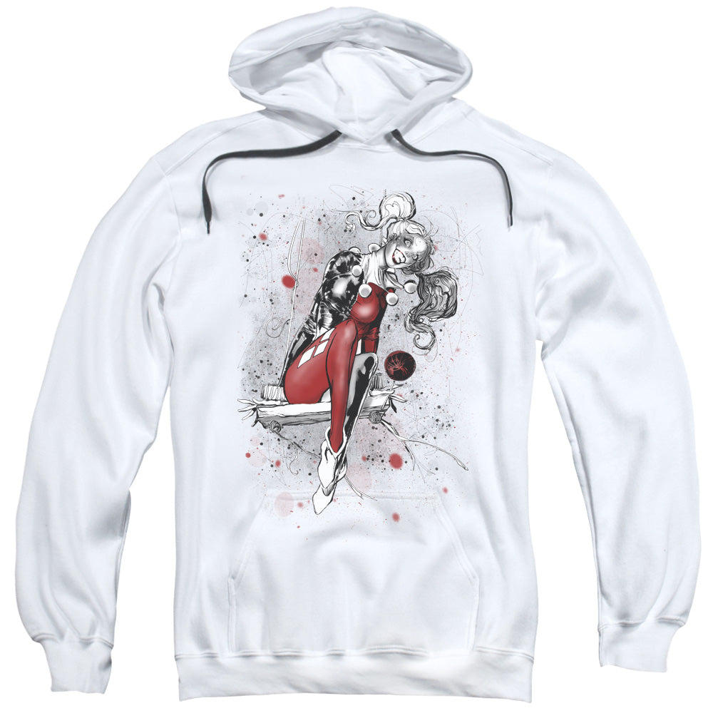 Justice League Harley Sketch Mens Hoodie White