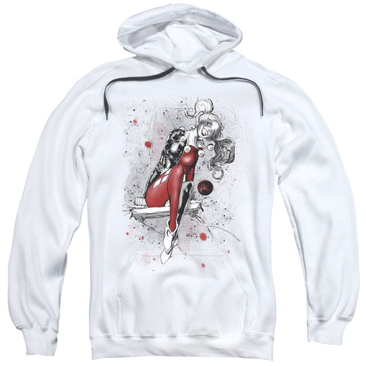 Justice League Harley Sketch Mens Hoodie White