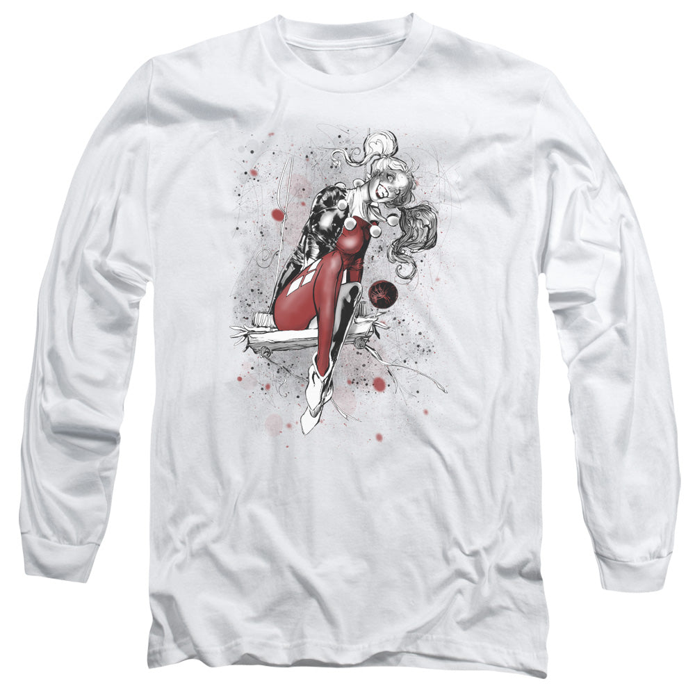 Justice League Harley Sketch Mens Long Sleeve Shirt White