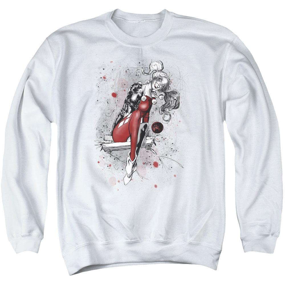 Justice League Harley Sketch Mens Crewneck Sweatshirt White
