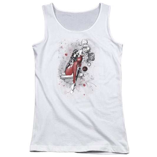 Justice League Harley Sketch Womens Tank Top Shirt White