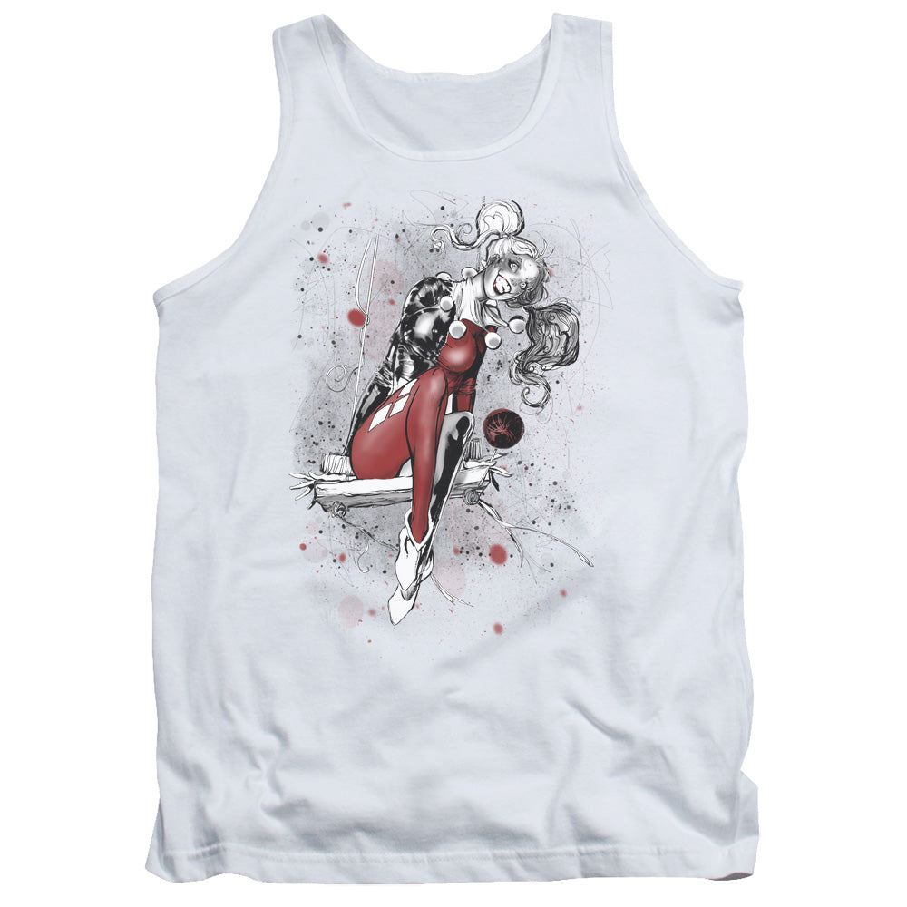 Justice League Harley Sketch Mens Tank Top Shirt White