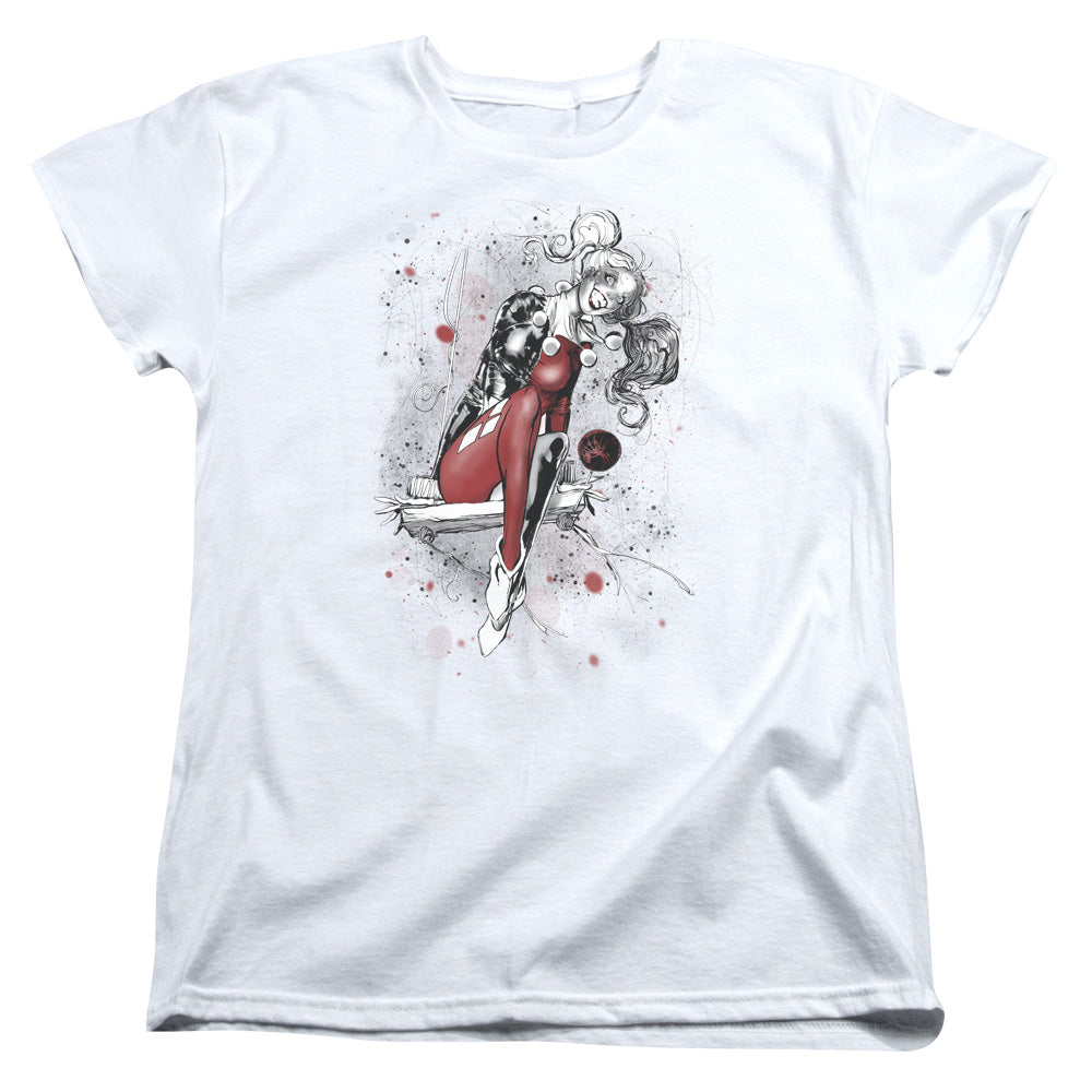 Justice League Harley Sketch Womens T Shirt White