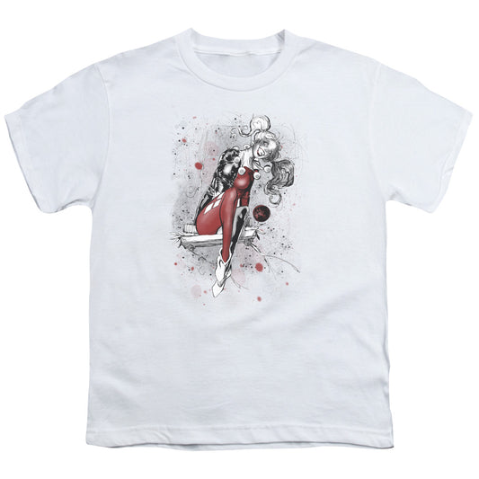 Justice League Harley Sketch Kids Youth T Shirt White