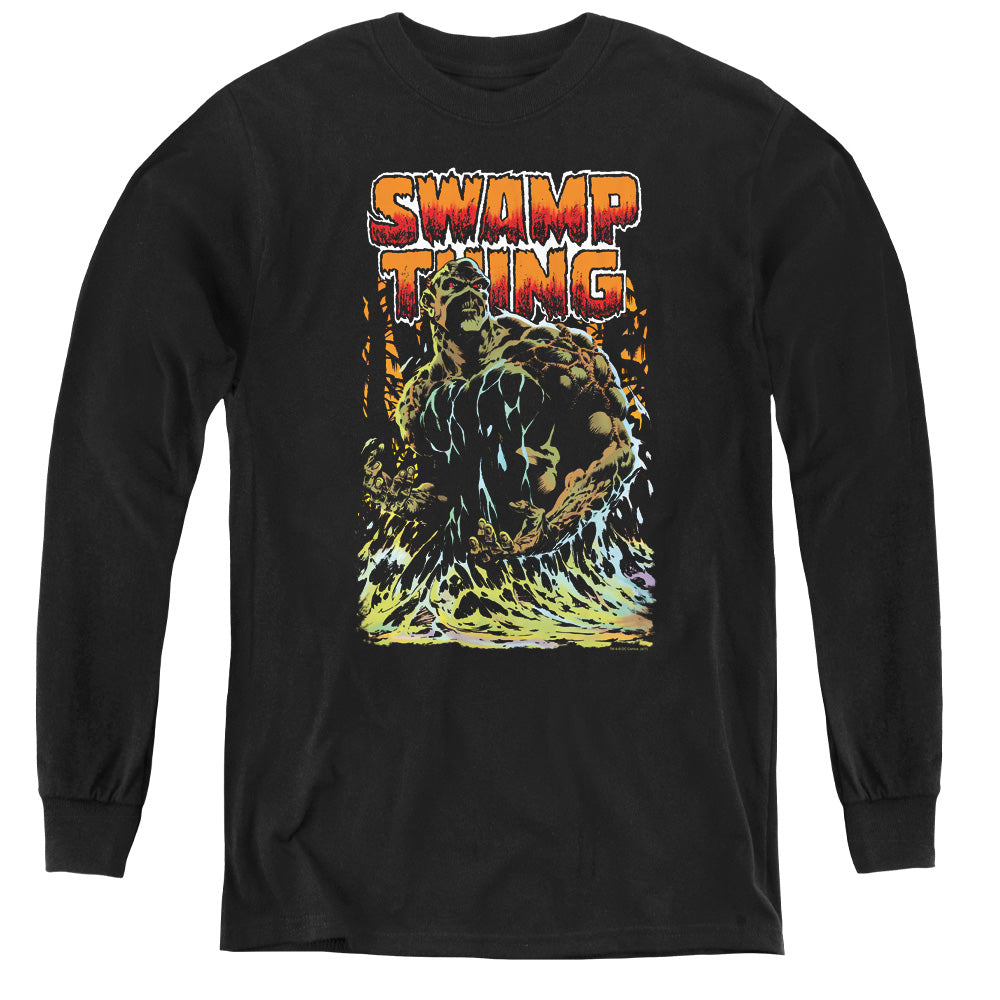 Justice League Swamp Thing Long Sleeve Kids Youth T Shirt Black