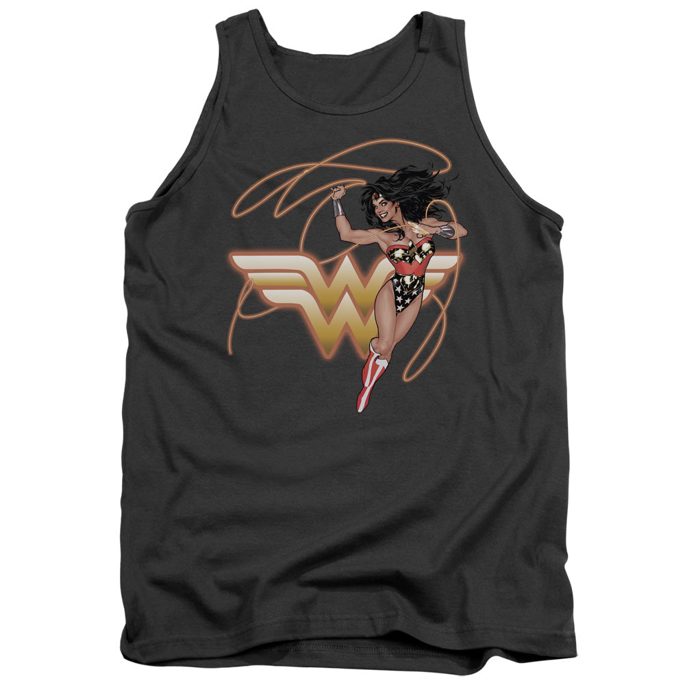 Justice League Glowing Lasso Mens Tank Top Shirt Charcoal