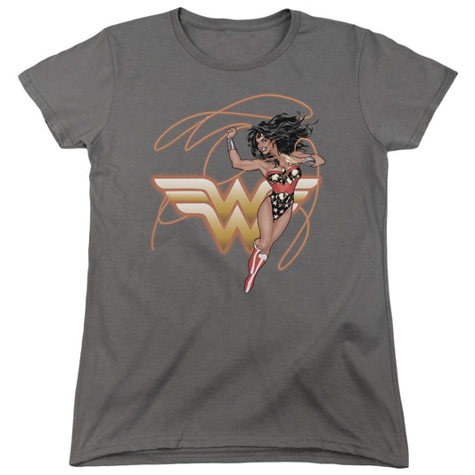Justice League Glowing Lasso Womens T Shirt Charcoal