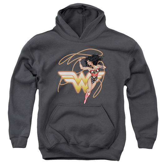 Justice League Glowing Lasso Kids Youth Hoodie Charcoal