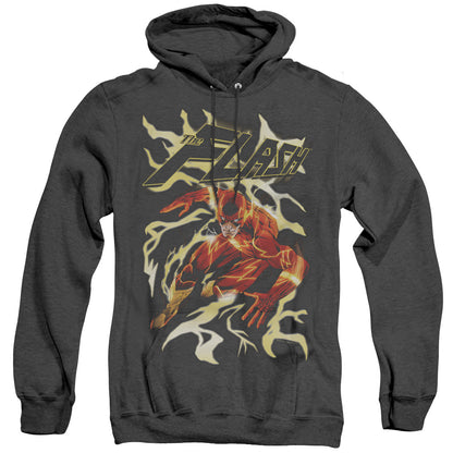 Justice League Of America Electric Run Mens Heather Hoodie Black Officially Licensed