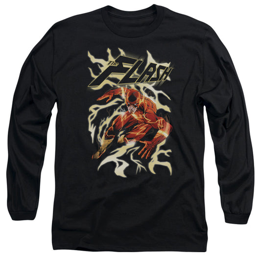 Justice League Electric Run Mens Long Sleeve Shirt Black