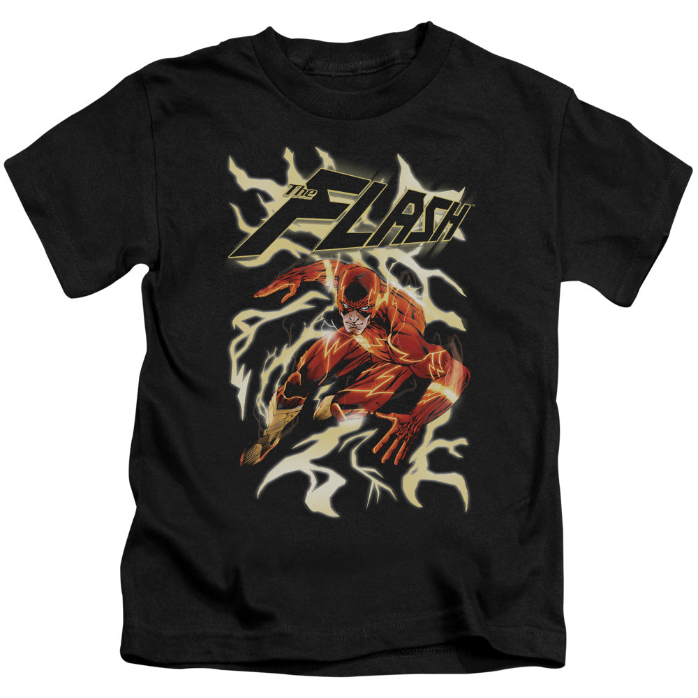 Justice League Electric Run Juvenile Kids Youth T Shirt Black