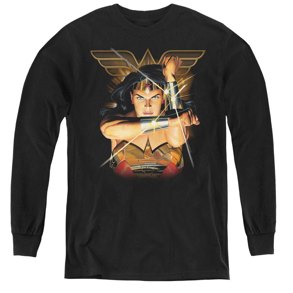 Justice League Deflection Long Sleeve Kids Youth T Shirt Black