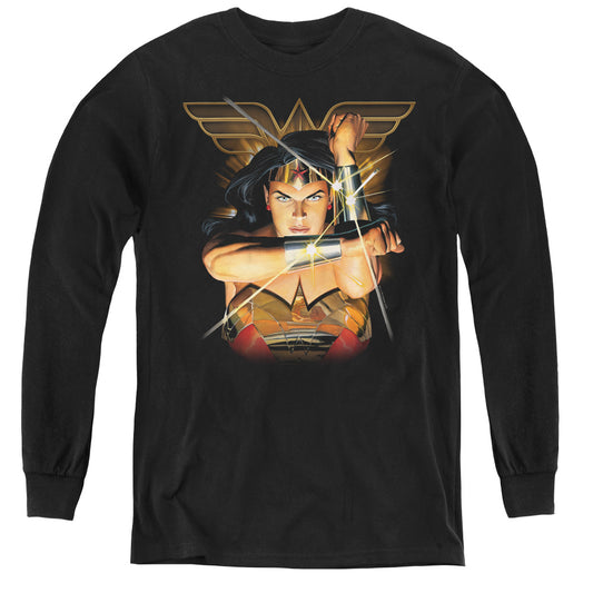 Justice League Deflection Long Sleeve Kids Youth T Shirt Black