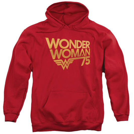 Wonder Woman Wonder Woman 75th Anniversary Gold Logo Mens Hoodie Red