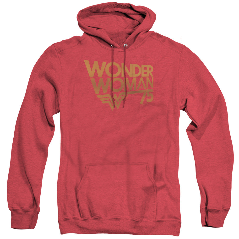 Wonder Woman Wonder Woman 75Th Anniversary Gold Logo Mens Heather Hoodie Red