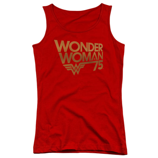 Wonder Woman Wonder Woman 75th Anniversary Gold Logo Womens Tank Top Shirt Red