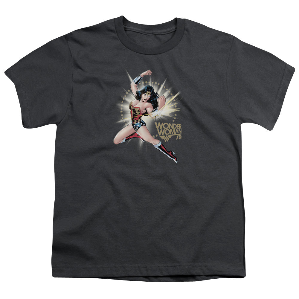 Wonder Woman Ww75 the Bracelets of Submission Kids Youth T Shirt Charcoal