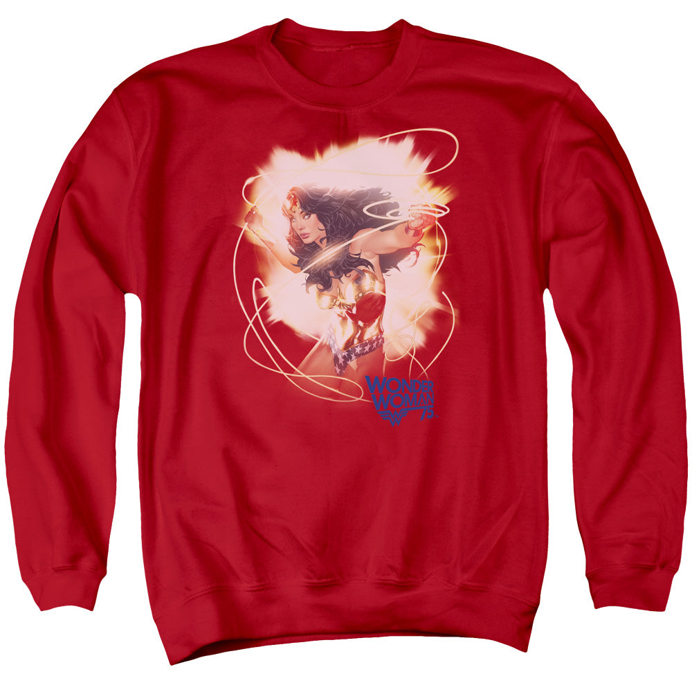 Wonder Woman 75th Burst Mens Crewneck Sweatshirt Red