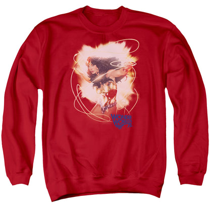 Wonder Woman 75th Burst Mens Crewneck Sweatshirt Red