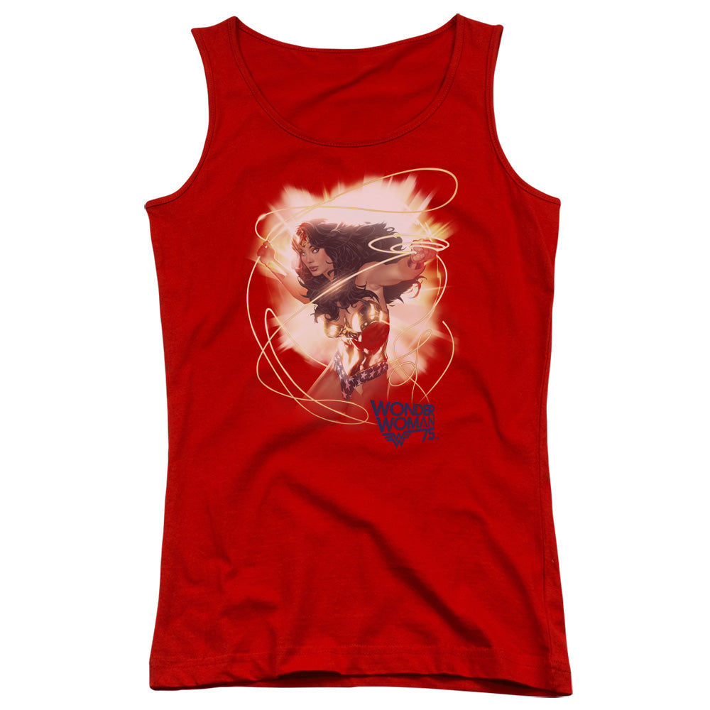 Wonder Woman 75th Burst Womens Tank Top Shirt Red