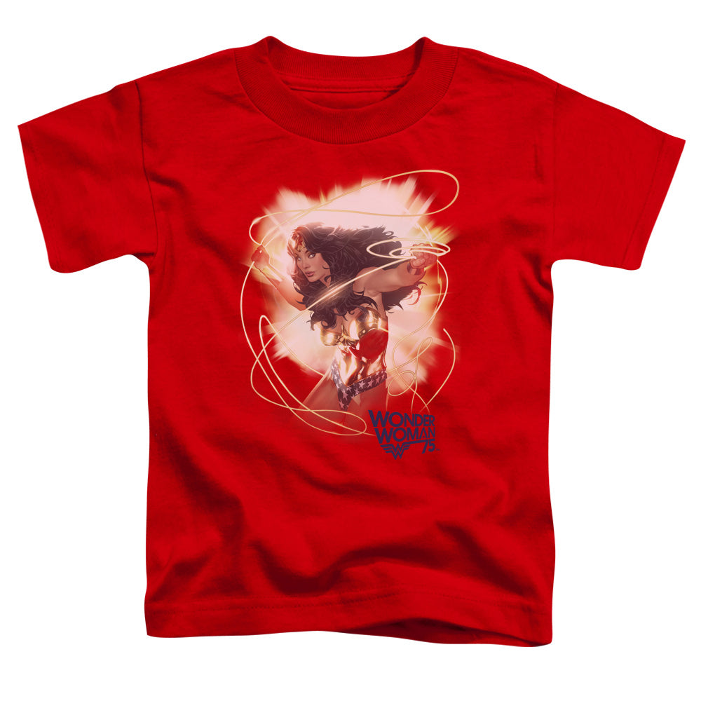 Wonder Woman 75th Burst Toddler Kids Youth T Shirt Red