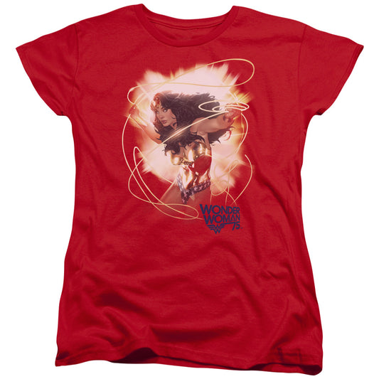 Wonder Woman 75th Burst Womens T Shirt Red