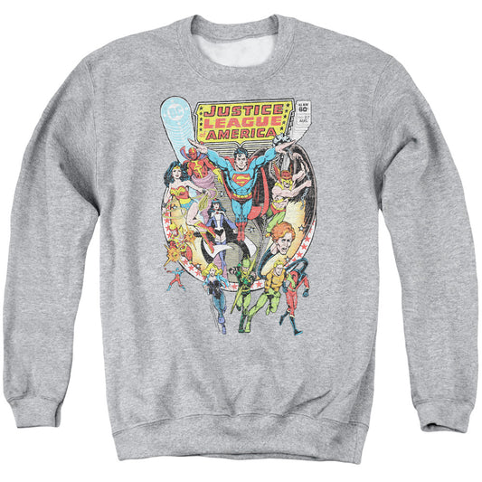 Justice League Team Up Mens Crewneck Sweatshirt Athletic Heather