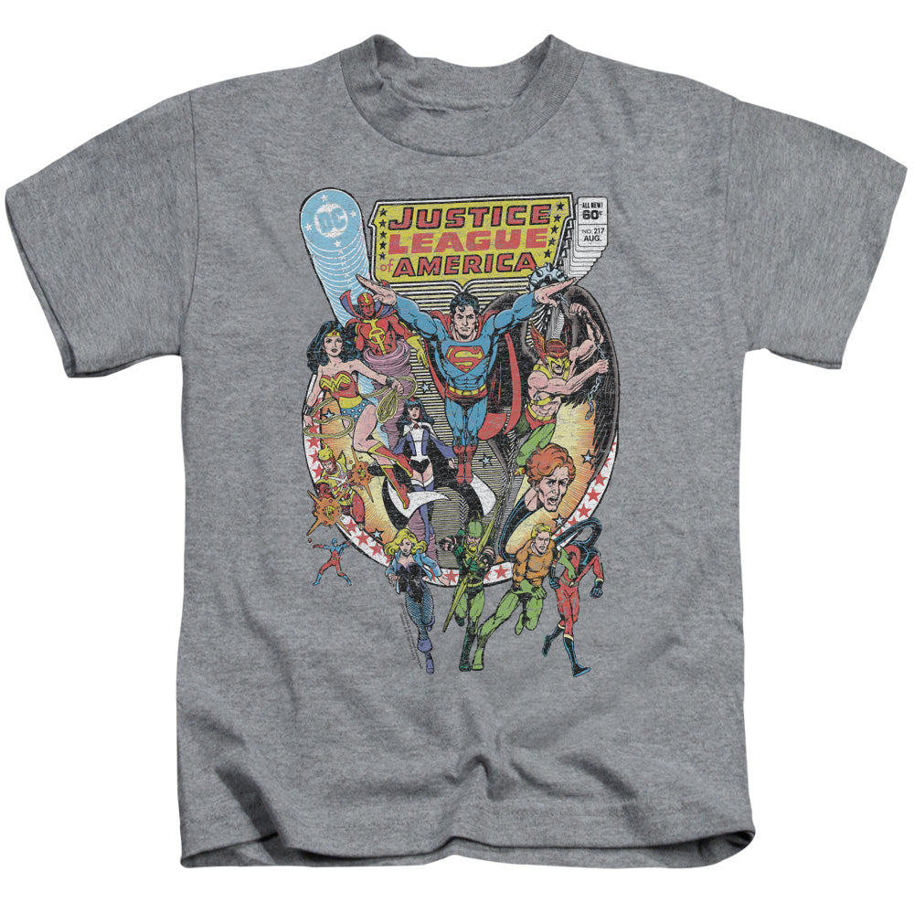 Justice League Team Up Juvenile Kids Youth T Shirt Athletic Heather